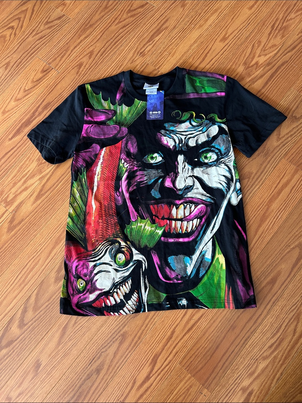 DC Batman Tee in Black with Neon Green and Yellow